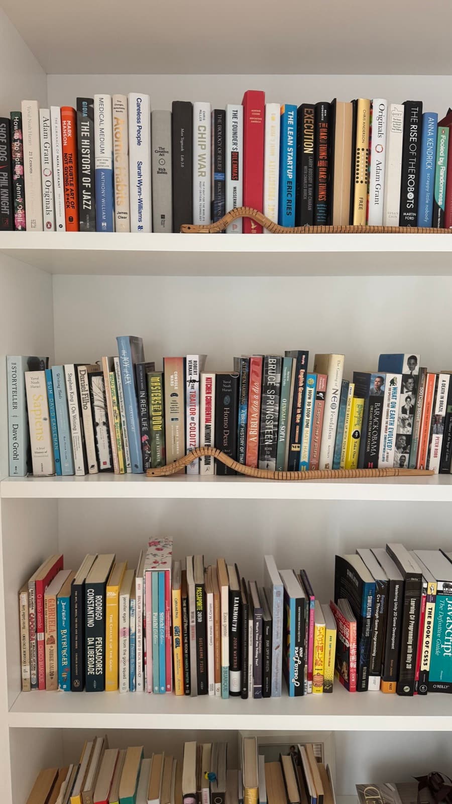 A bookshelf in the camera viewfinder
